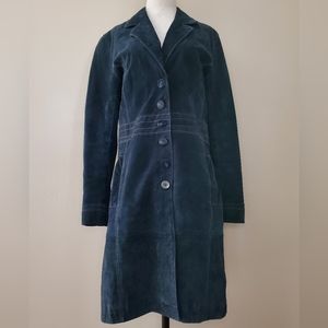 Wilsons Leather Blue Leather Trench Jacket